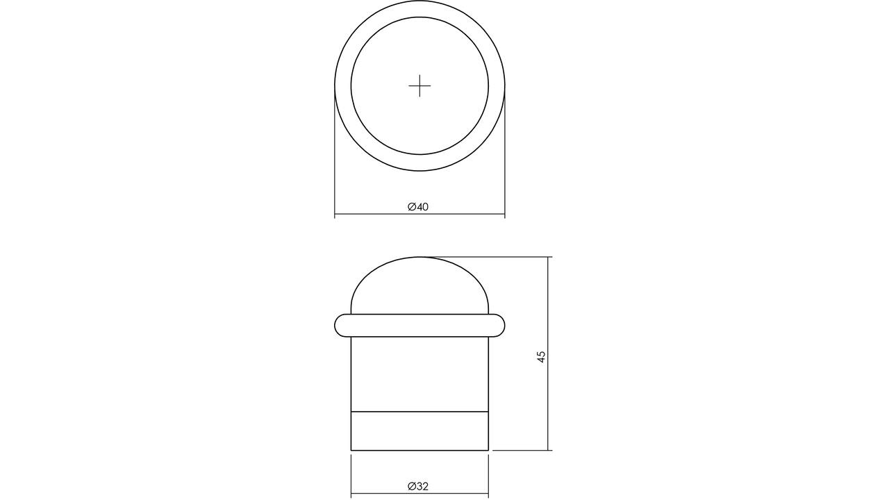 Deurstop met zwarte ring ø32x45mm zwart