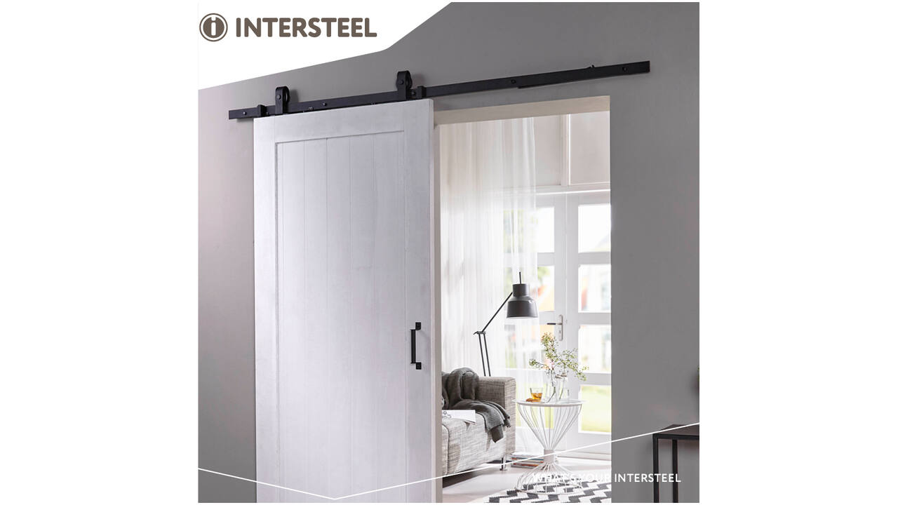 Schuifdeursysteem 2x1 meter met hangrollen recht top 130mm zwart