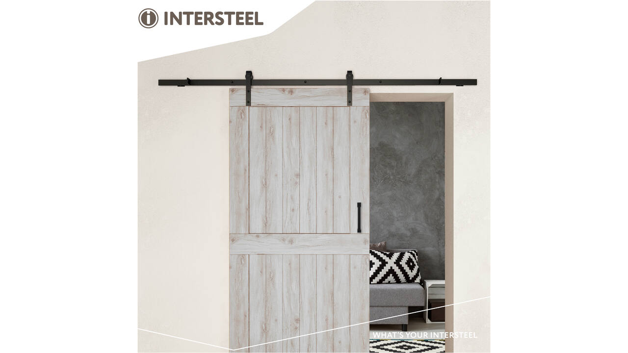 Schuifdeursysteem 2x1 meter met hangrollen recht 290mm zwart