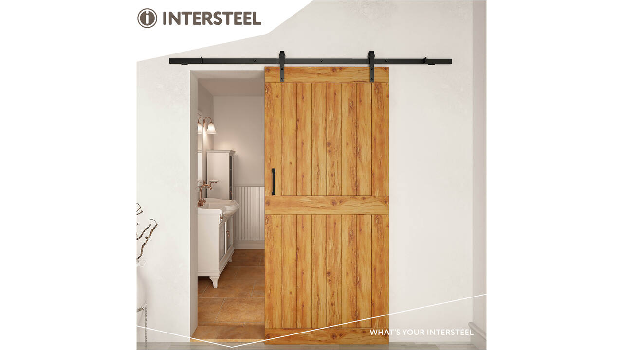 Schuifdeursysteem 2x1 meter met hangrollen recht 290mm zwart