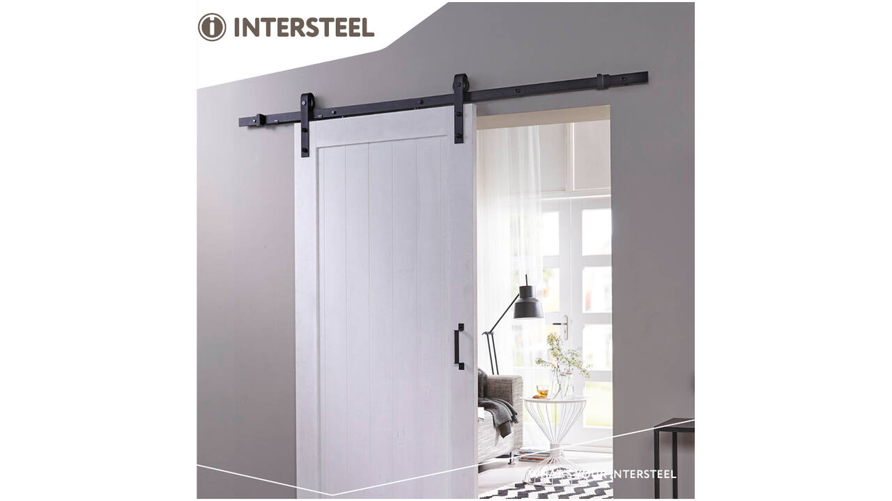 Schuifdeursysteem 2x1 meter met hangrollen recht 290mm zwart