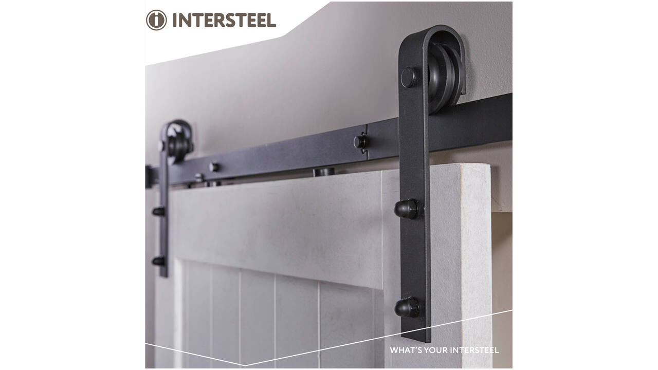Schuifdeursysteem 2x1 meter met hangrollen recht 290mm zwart