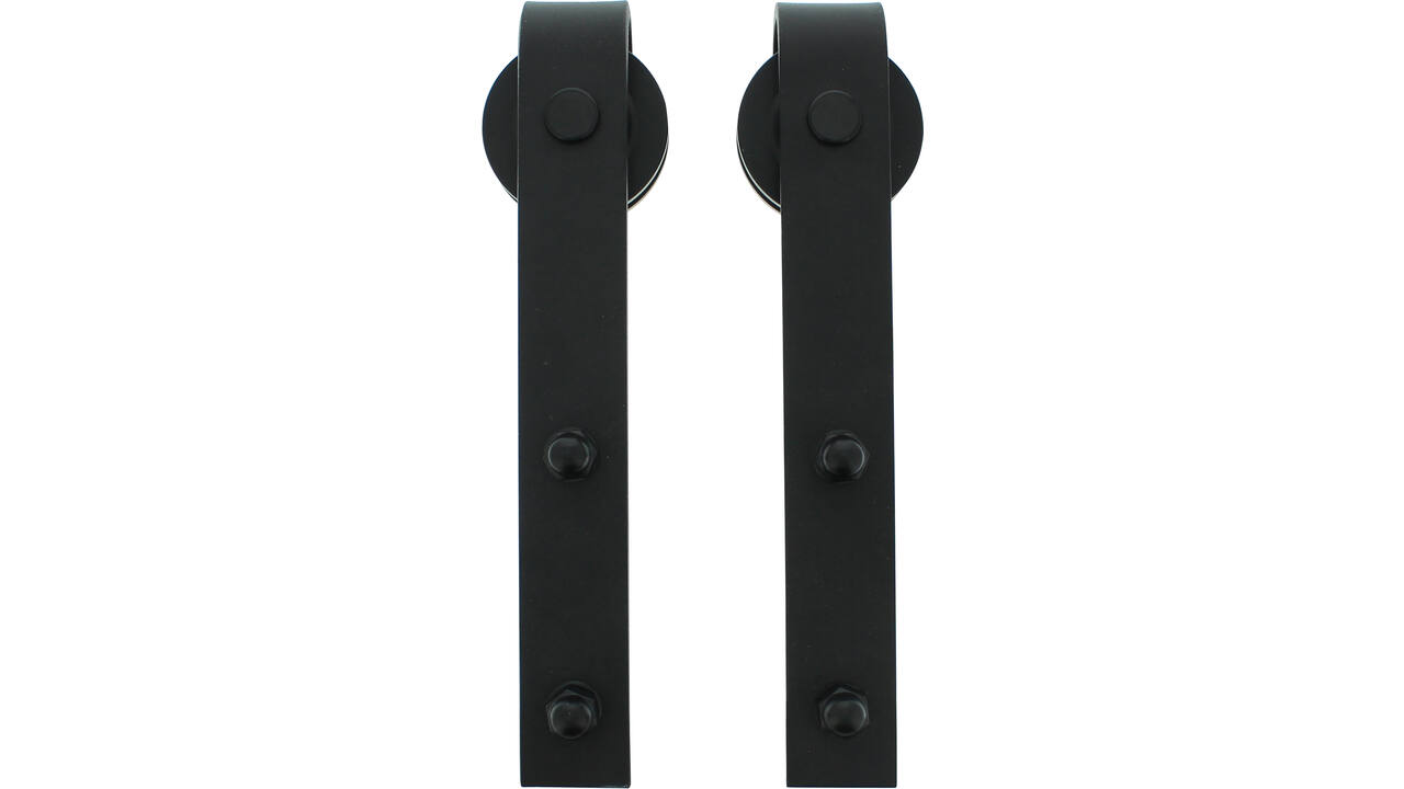 Set van 2 rollers recht 290mm tbv schuifdeursysteem 450101 inclusief bevestiging zwart
