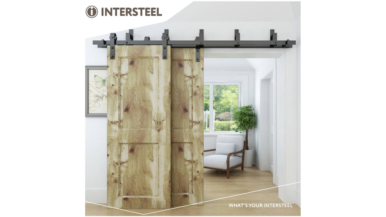 Set van 5 wandsteunen tbv parallel geplaatste schuifdeuren zwart