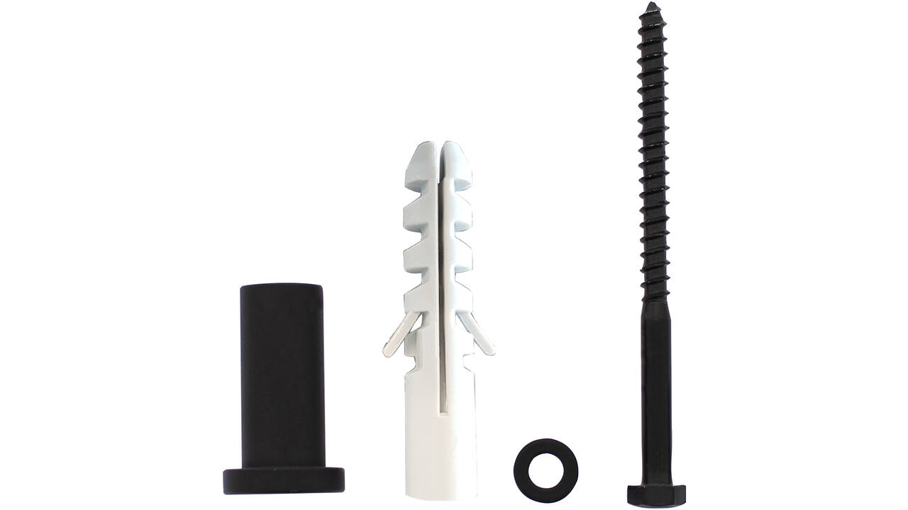 Set van 5 verlengde ronde steunen 50mm tbv schuifdeurrail zwart