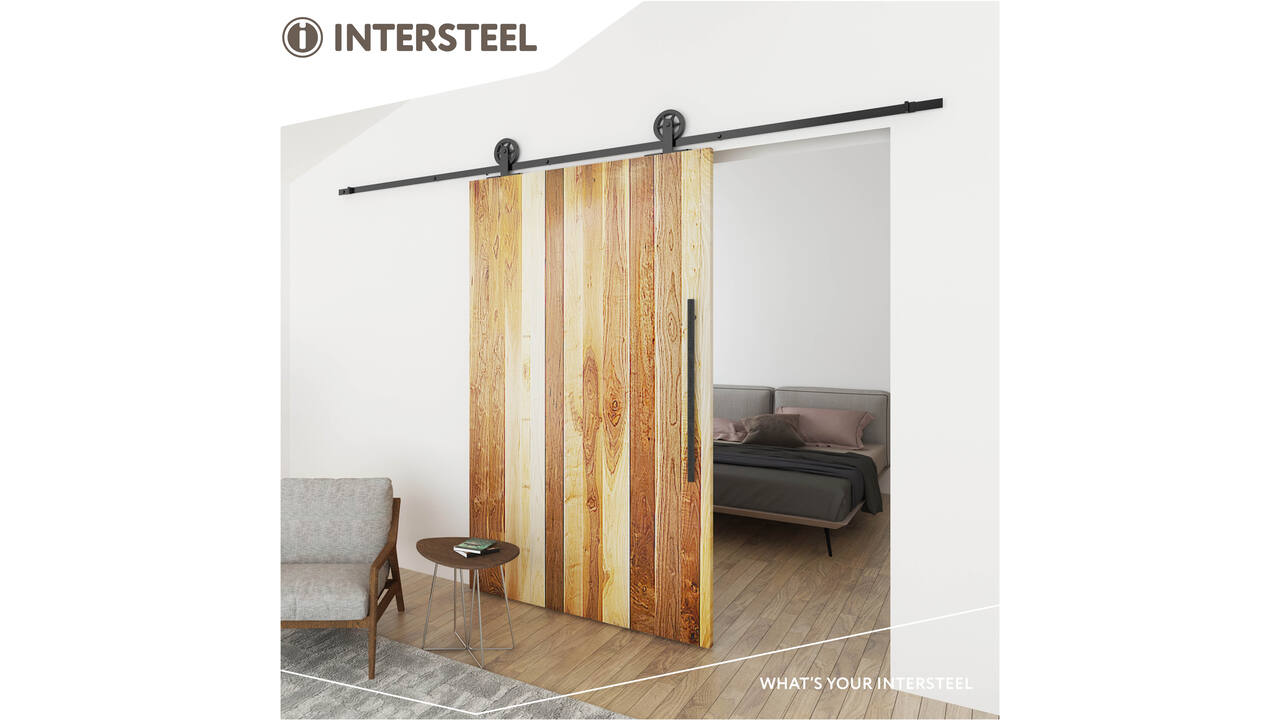 Schuifdeursysteem 2x1 meter met hangrollen spaakwiel top 170mm zwart