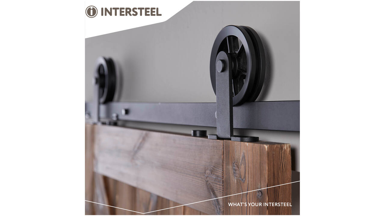 Schuifdeursysteem 2x1 meter met hangrollen spaakwiel top 170mm zwart