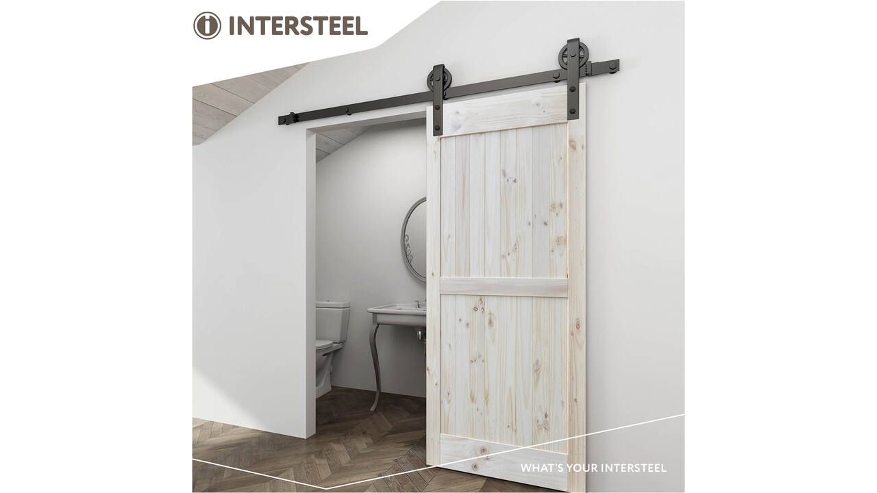 Schuifdeursysteem 2x1 meter met hangrollen spaakwiel 340mm zwart