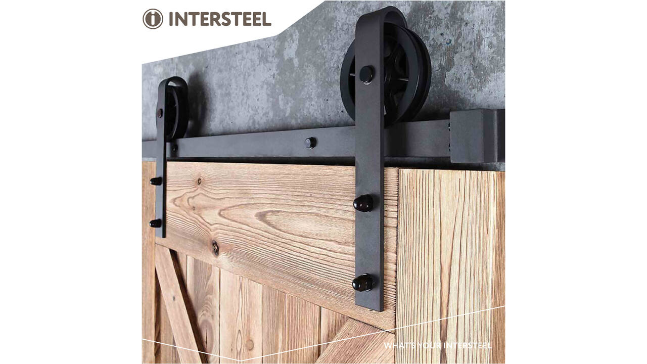 Schuifdeursysteem 2x1 meter met hangrollen spaakwiel 340mm zwart