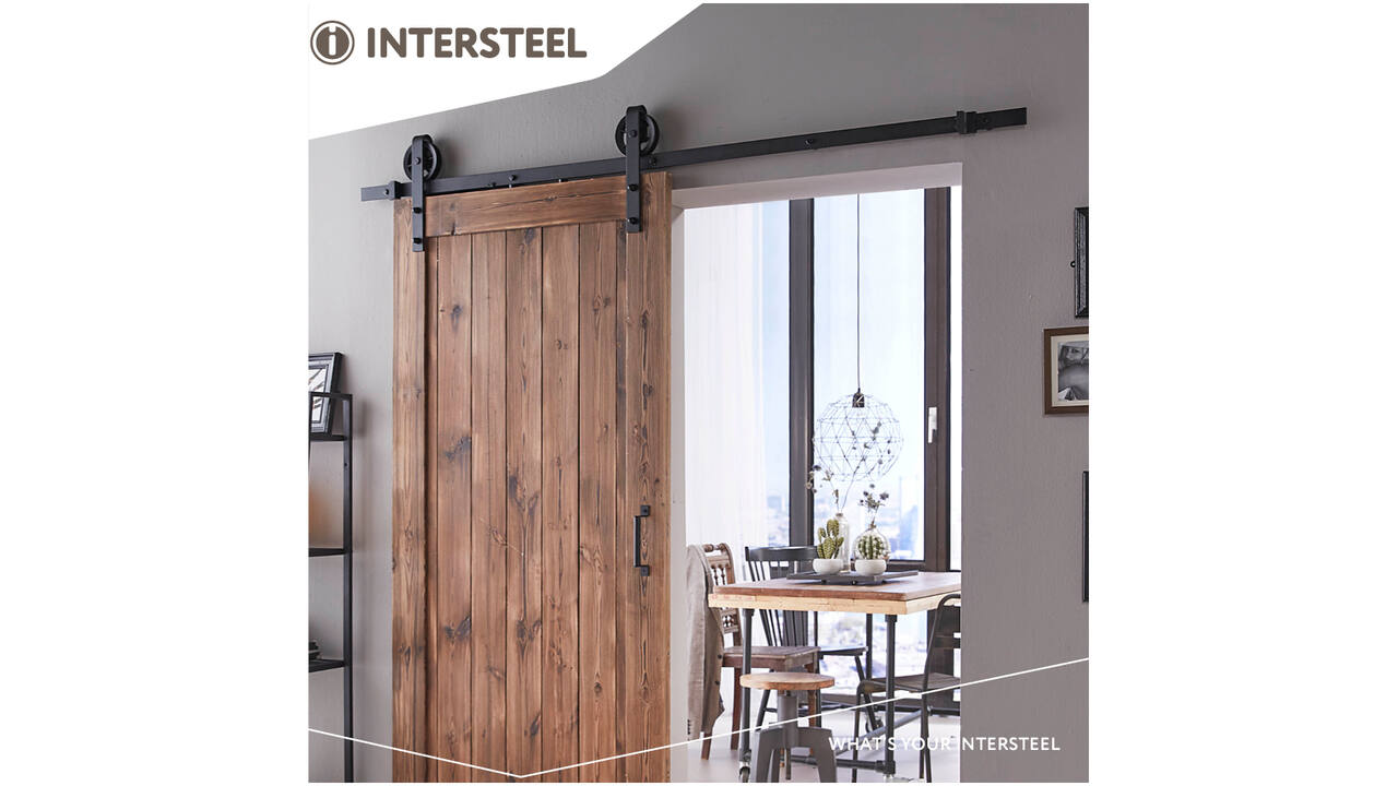 Schuifdeursysteem 2x1 meter met hangrollen spaakwiel 340mm zwart