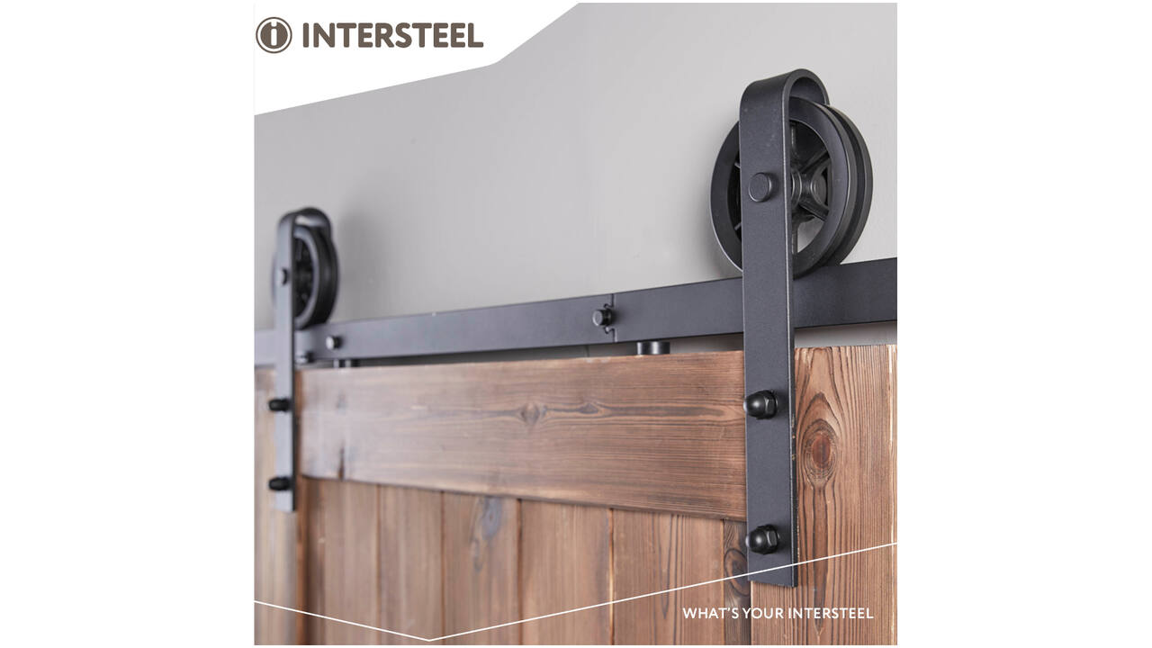 Schuifdeursysteem 2x1 meter met hangrollen spaakwiel 340mm zwart