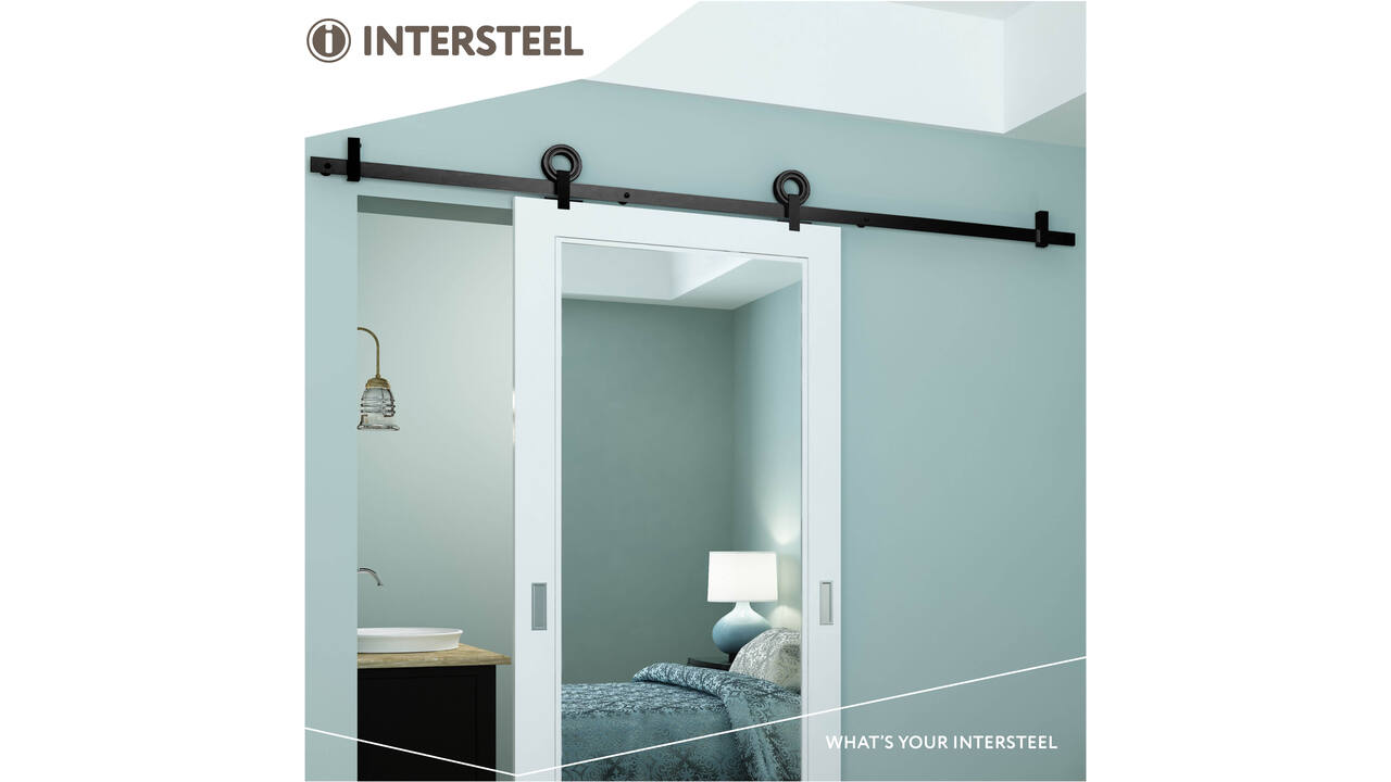 Schuifdeursysteem 2x1 meter met hangrollen open wiel top 155mm zwart