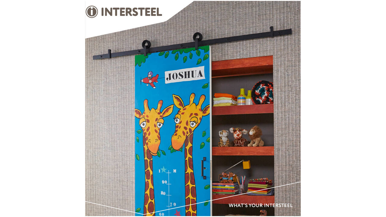 Schuifdeursysteem 2x1 meter met hangrollen open wiel top 155mm zwart