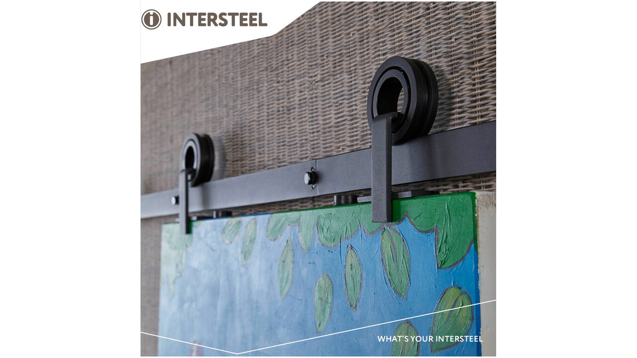 Schuifdeursysteem 2x1 meter met hangrollen open wiel top 155mm zwart