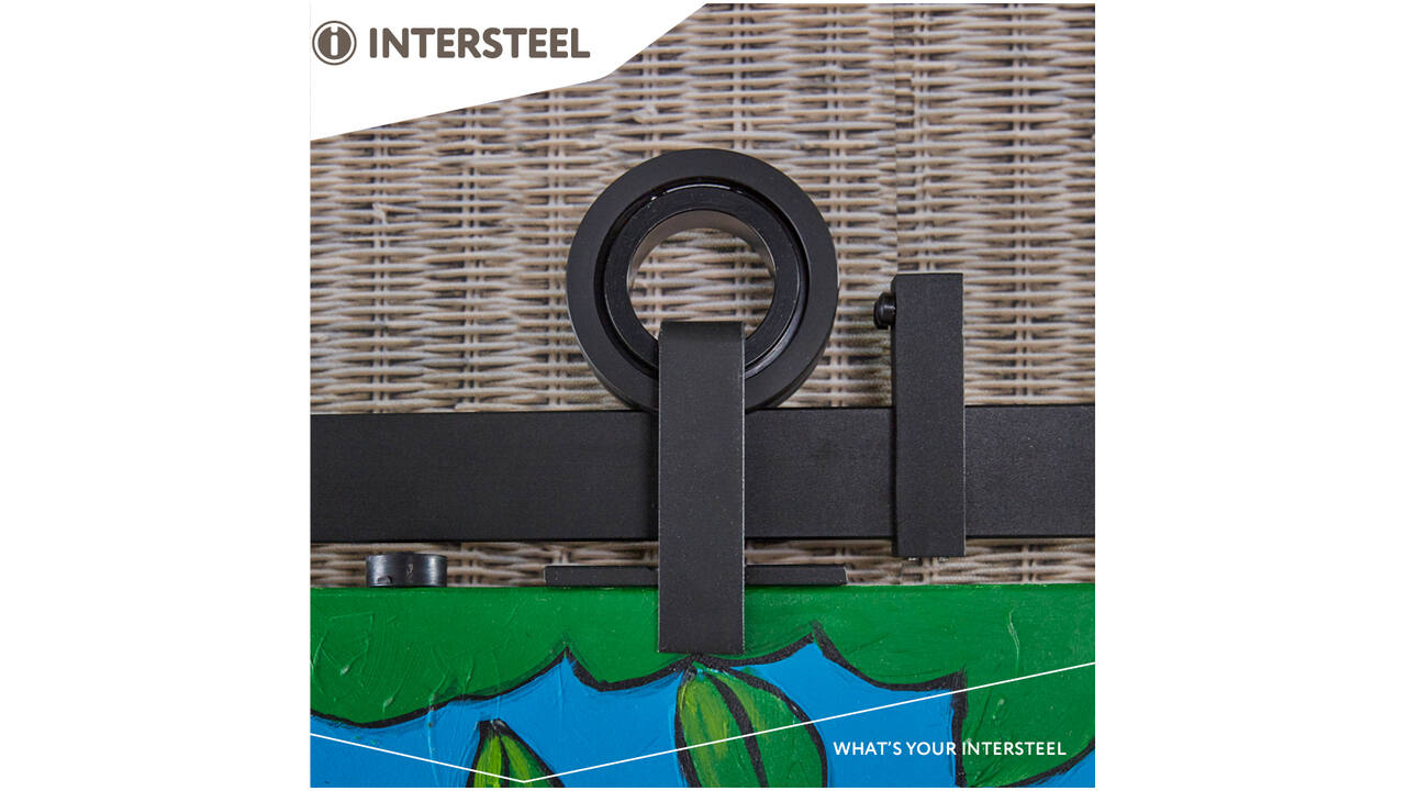 Schuifdeursysteem 2x1 meter met hangrollen open wiel top 155mm zwart