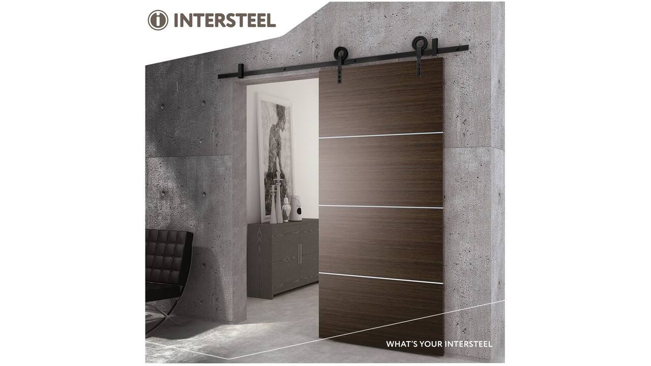 Schuifdeursysteem 2x1 meter met hangrollen open wiel 255mm zwart