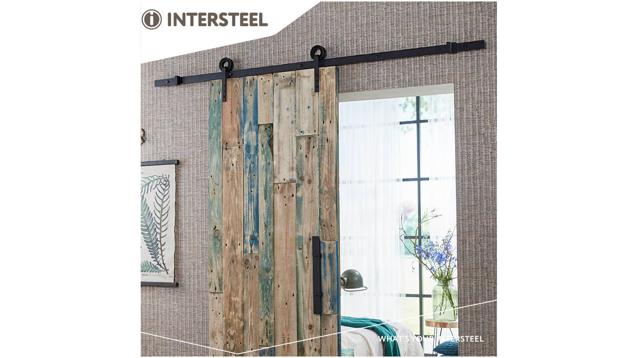 Schuifdeursysteem 2x1 meter met hangrollen open wiel 255mm zwart