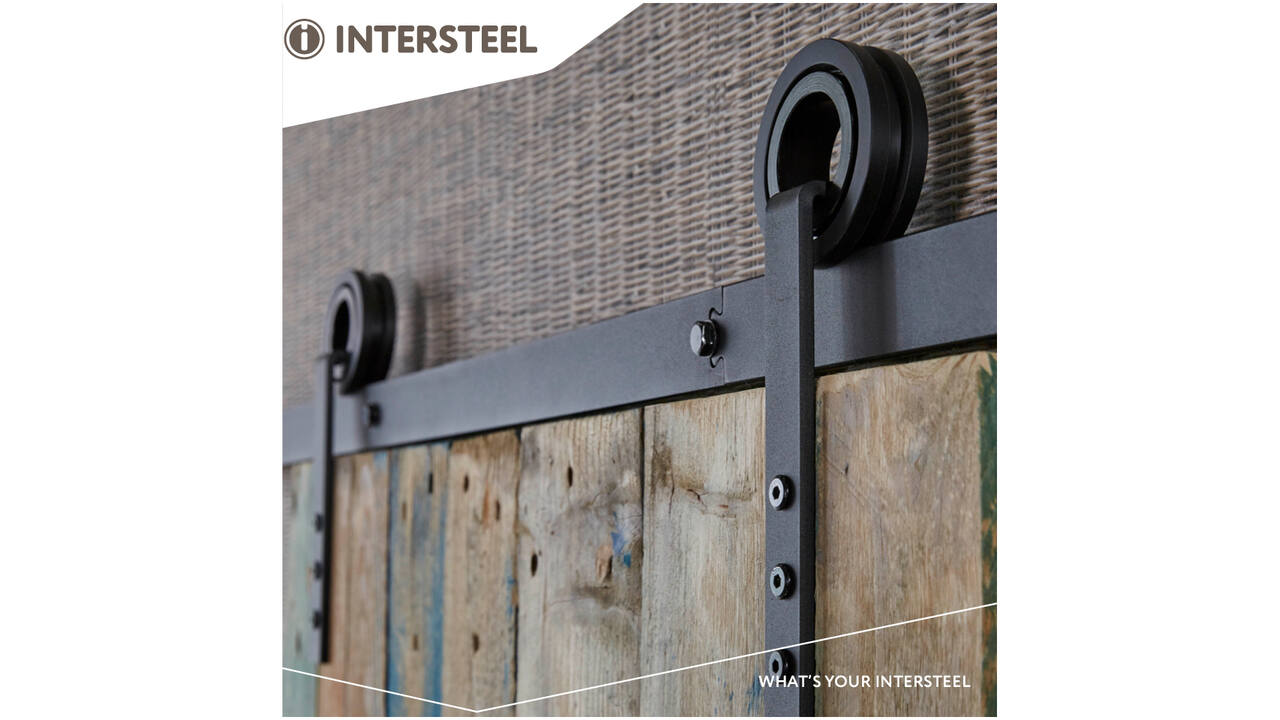 Schuifdeursysteem 2x1 meter met hangrollen open wiel 255mm zwart