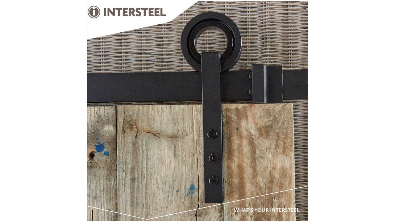 Schuifdeursysteem 2x1 meter met hangrollen open wiel 255mm zwart