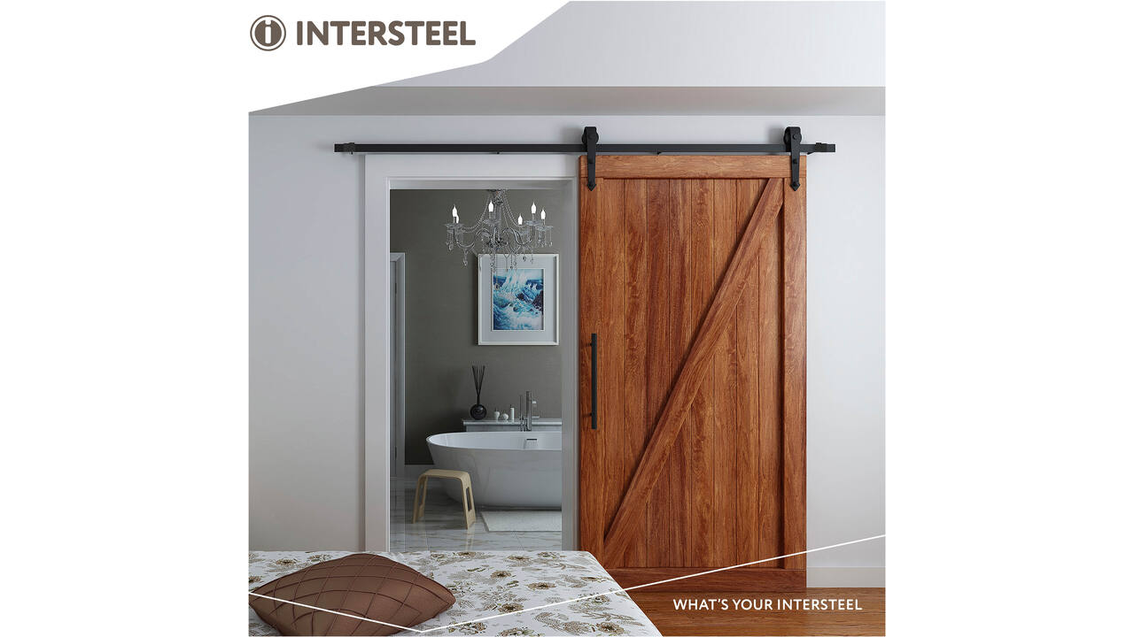 Schuifdeursysteem 2x1 meter met hangrollen pijlvorm 290mm zwart