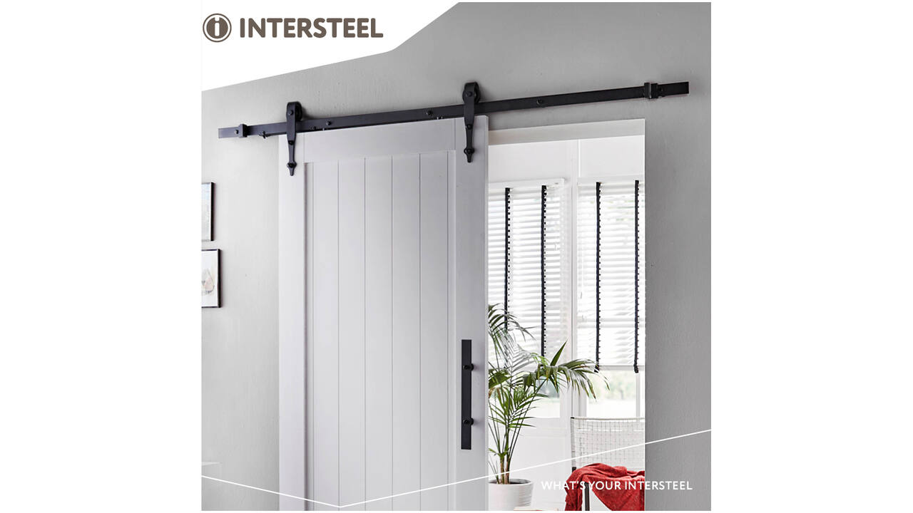 Schuifdeursysteem 2x1 meter met hangrollen pijlvorm 290mm zwart