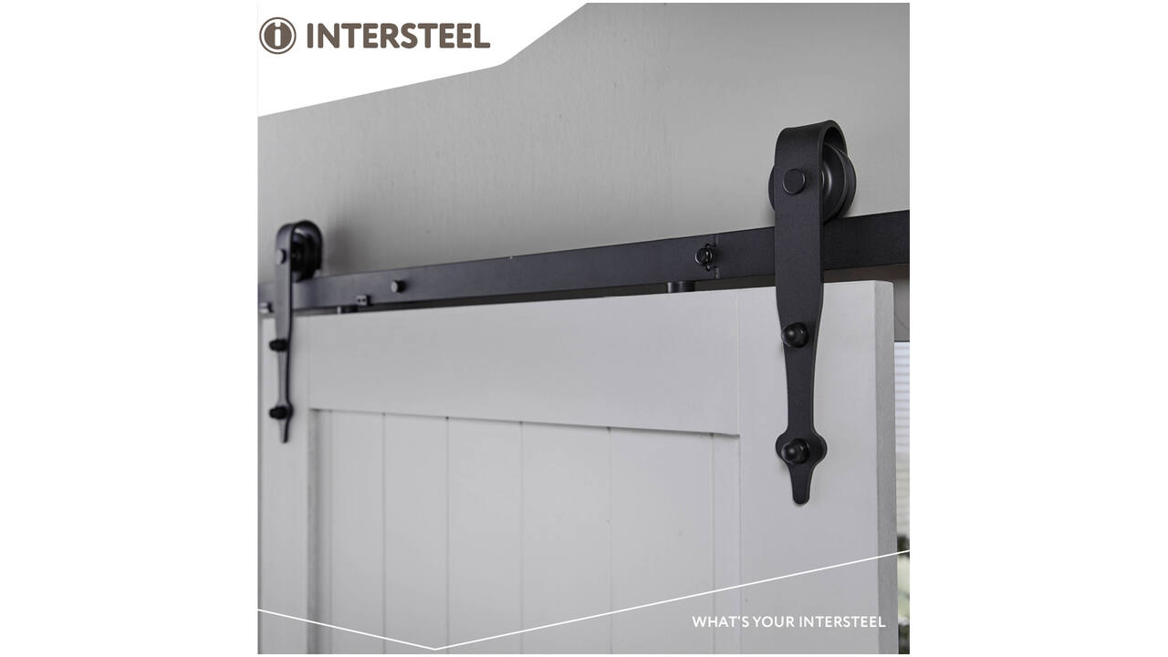 Schuifdeursysteem 2x1 meter met hangrollen pijlvorm 290mm zwart
