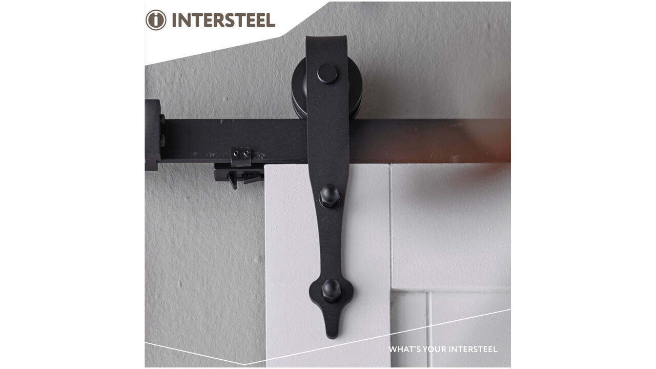 Schuifdeursysteem 2x1 meter met hangrollen pijlvorm 290mm zwart