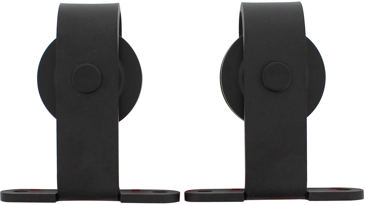 Set van 2 rollers recht top 130mm tbv schuifdeursysteem 450100 inclusief bevestiging zwart