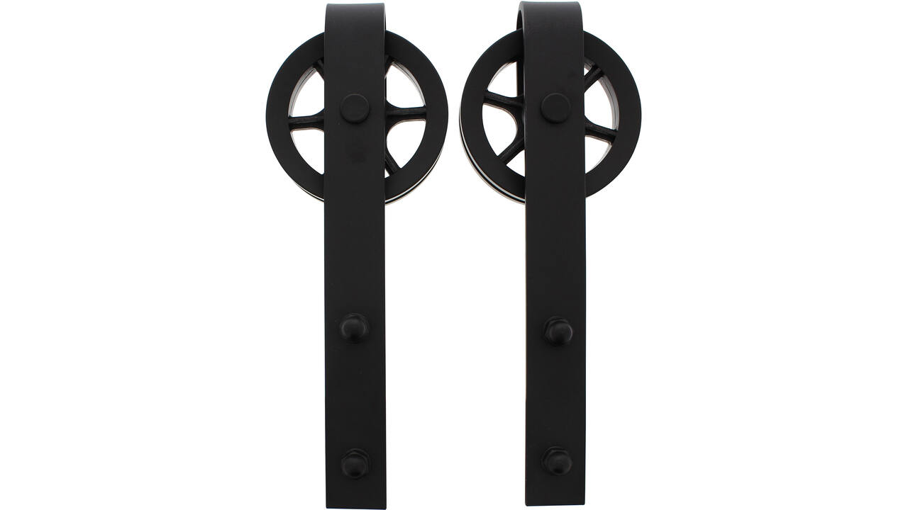 Set van 2 rollers spaakwiel 340mm tbv schuifdeursysteem 450121 inclusief bevestiging zwart
