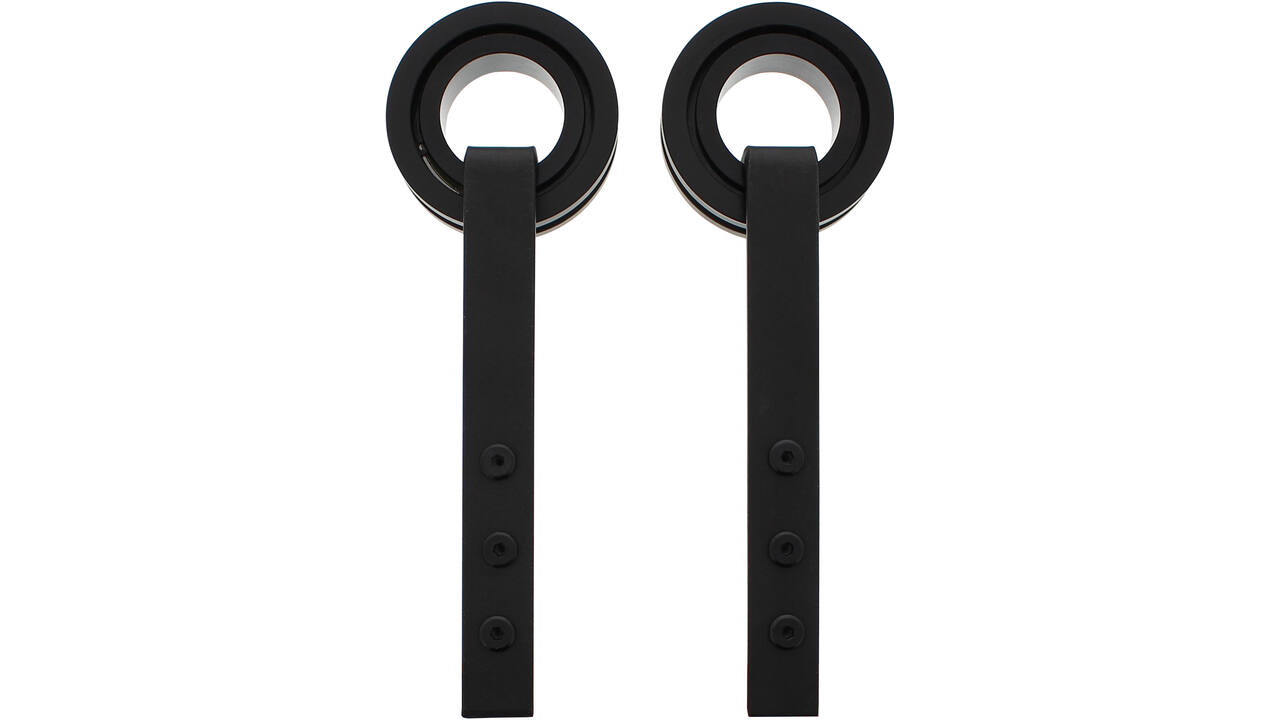 Set van 2 rollers open wiel 255mm tbv schuifdeursysteem 450123 inclusief bevestiging zwart