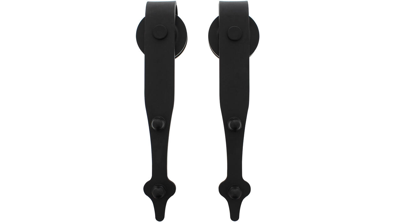 Set van 2 rollers pijlvorm 290mm tbv schuifdeursysteem 450124 inclusief bevestiging zwart