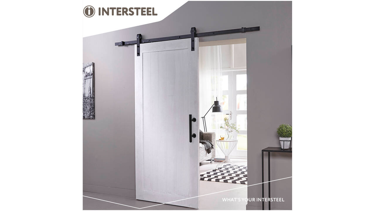 Deurgreep T-vorm ø25x305mm met schuifdeurkom 220x60mm zwart