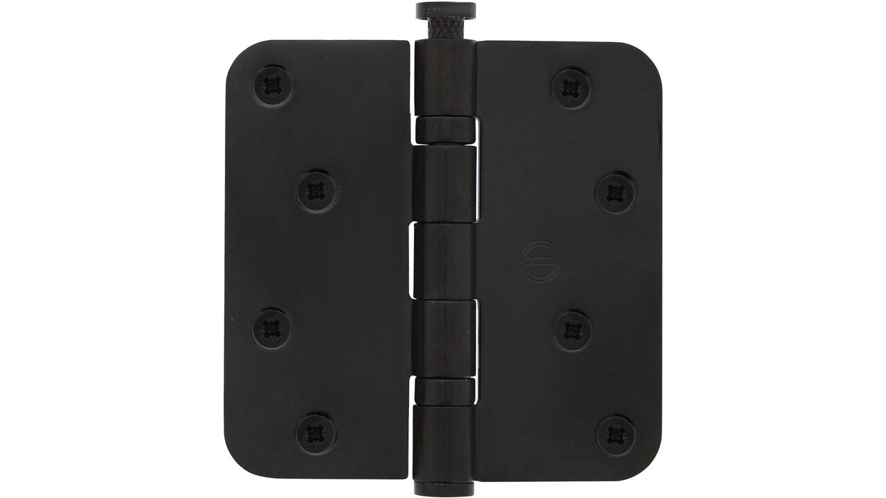 Kogellagerscharnier afgerond 3,5" (89x89x2,5mm) CE rvs zwart