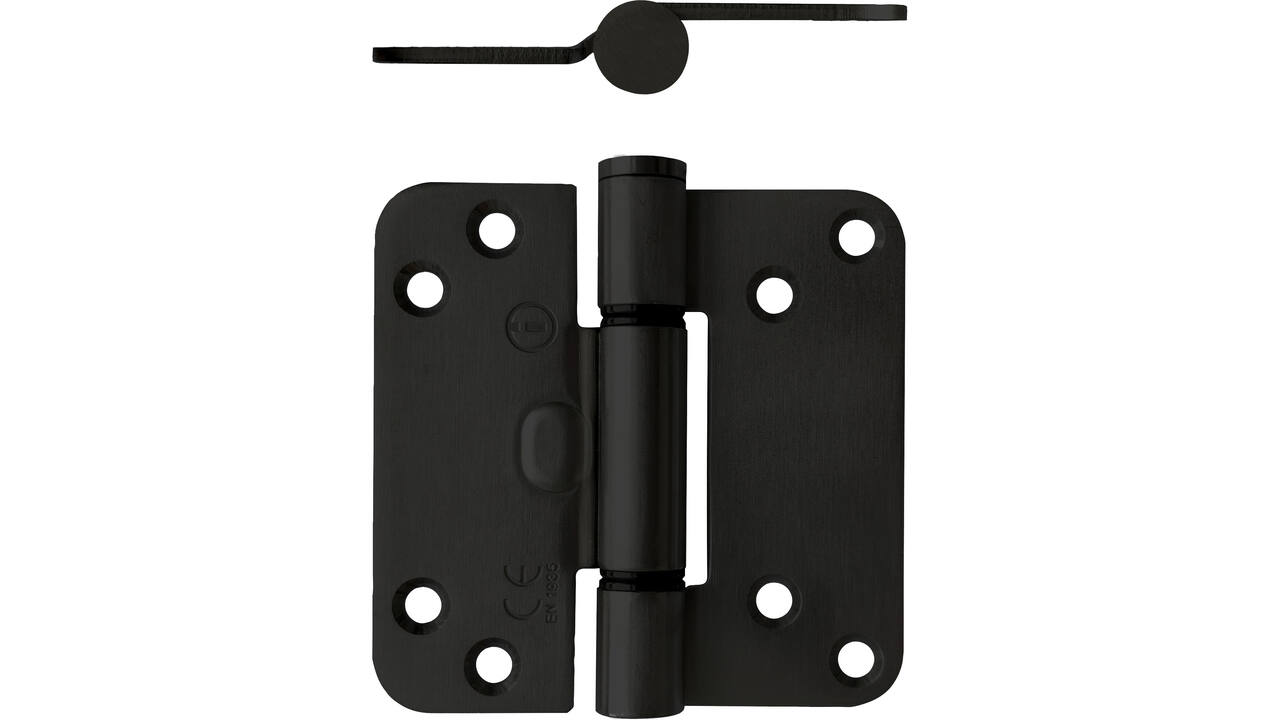 Glijlagerscharnier afgerond 3,5" (89x89x3mm) doorgezette knoop CE staal zwart