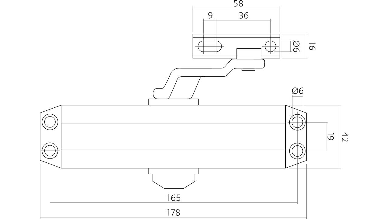 Deurdr.122+schaararm179x42x64 zwart