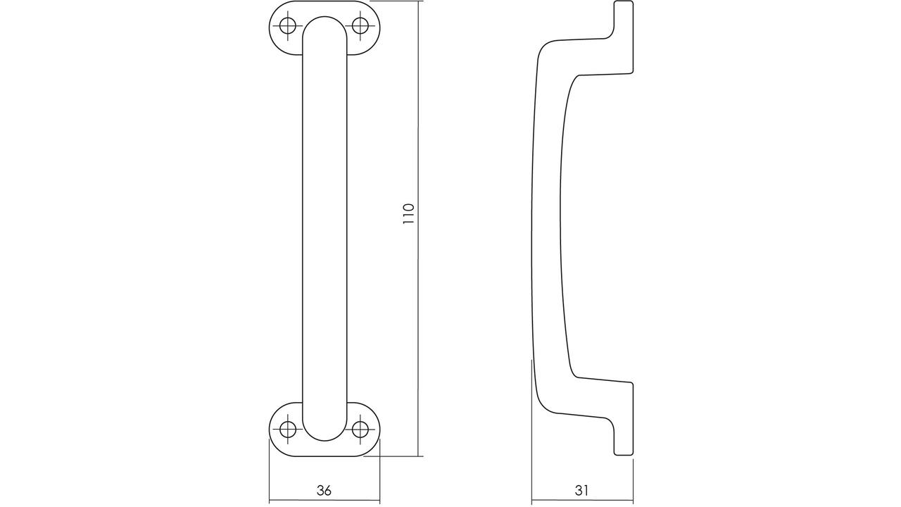 Handgreep 777 110mm zwart