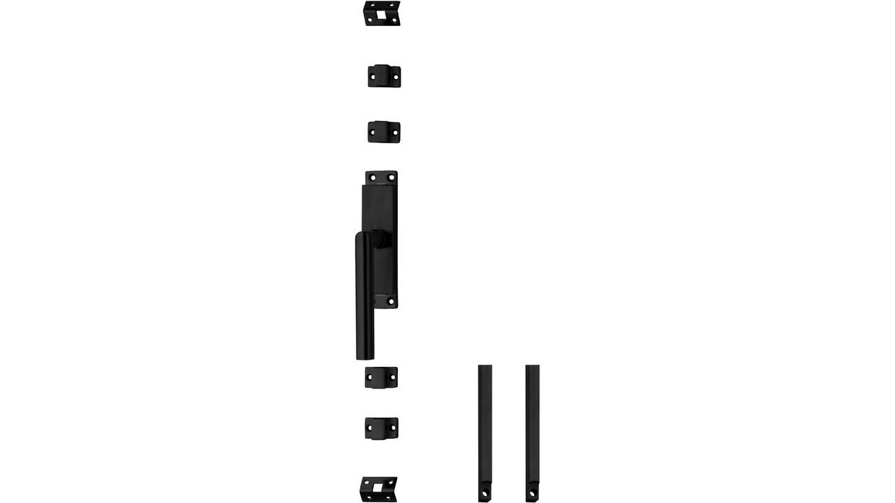 Set kruk-espagnolet links Hoek 90° ø19mm incl stangenset 2x 1245mm rvs zwart