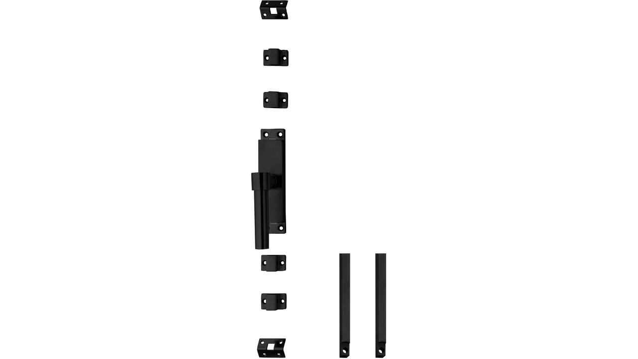 Set kruk-espagnolet links L-recht incl stangenset 2x 1245mm rvs zwart