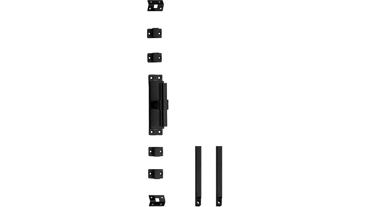 Set kruk-espagnolet rechts T-recht incl stangenset 2x 1245mm rvs zwart