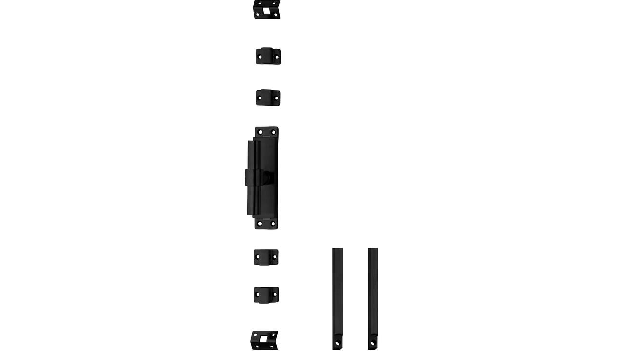 Set kruk-espagnolet links T-recht incl stangenset 2x 1245mm rvs zwart