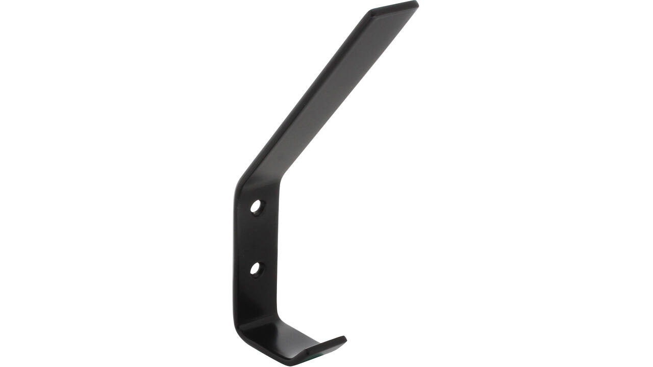 Kapstokhaak gebogen 140x80mm zwart