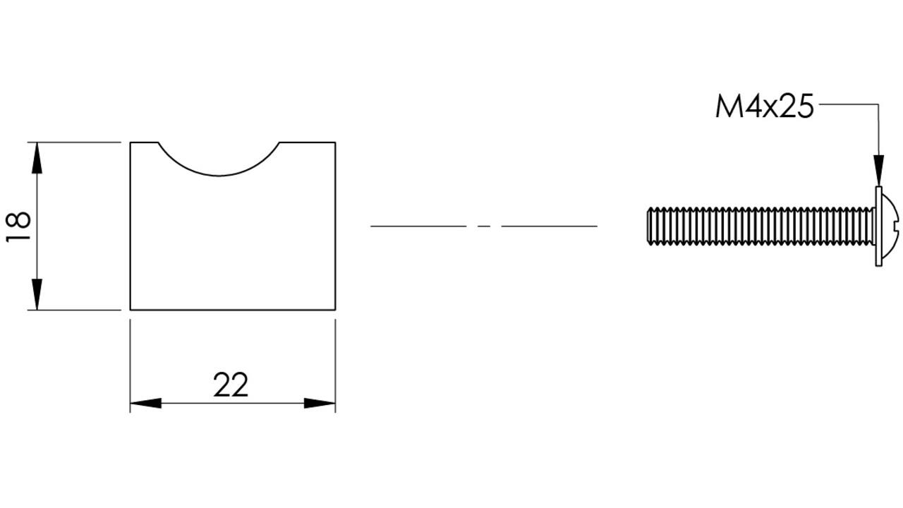 Meubelknop vingergrip ø18mm zwart