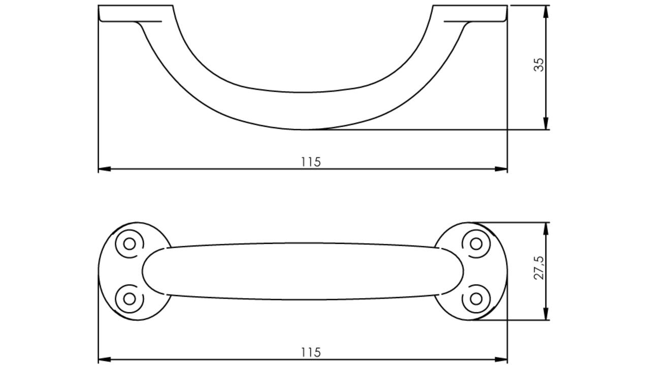 Handgreep geperst 115mm zwart