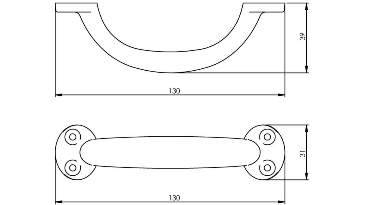 Handgreep geperst 130mm zwart