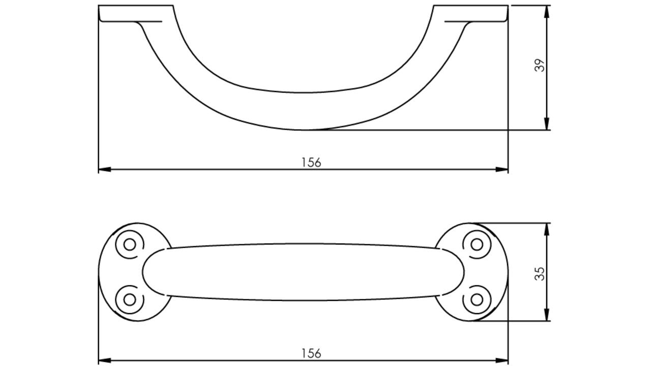 Handgreep geperst 156mm zwart