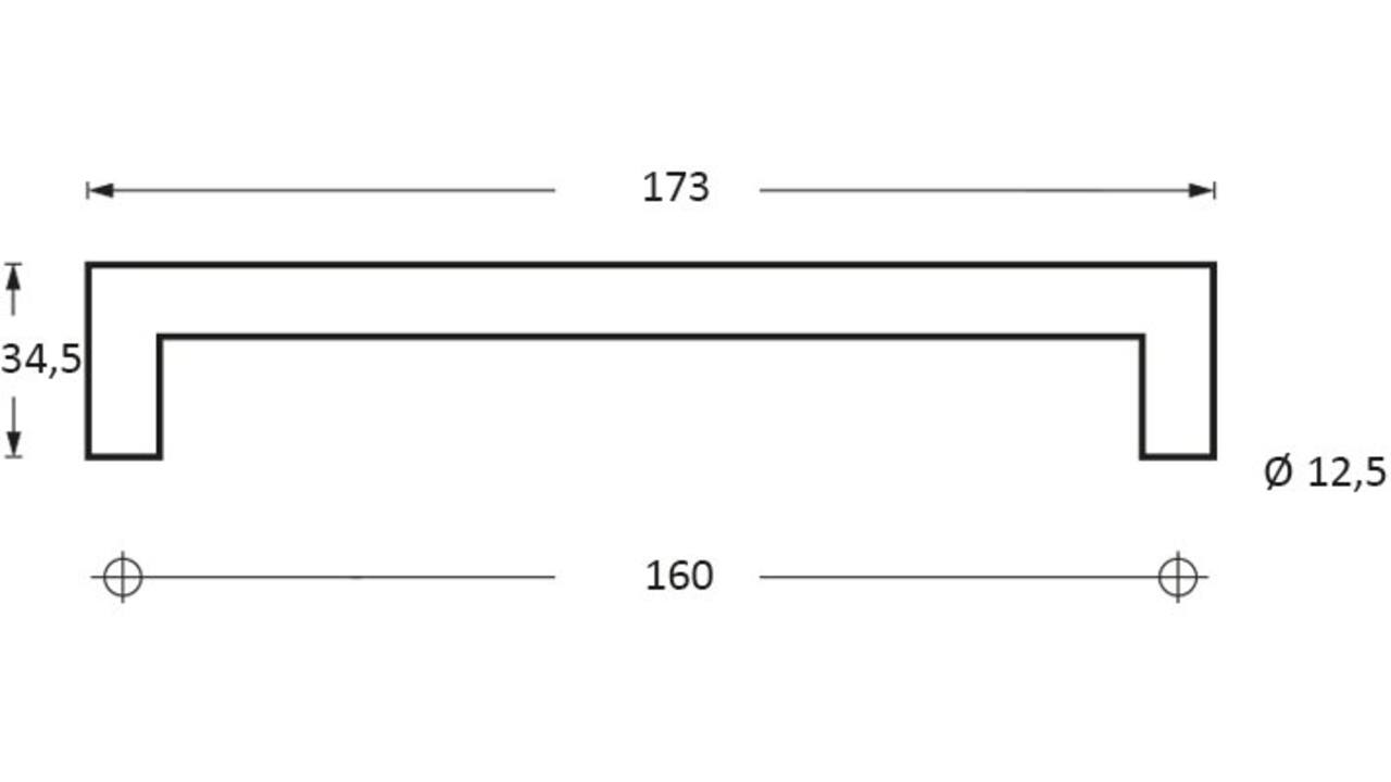 Meubelgreep hoek 90° ø13 160mm zwart