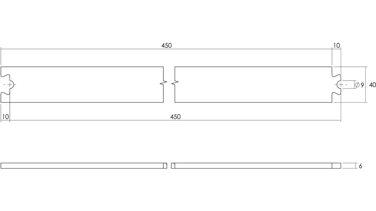 Tussenrail 45cm tbv schuifdeursysteem inclusief bevestigingsset antiek