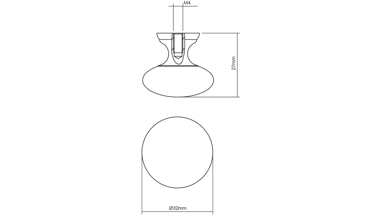 Meubelknop paddenstoel ø32mm antiek