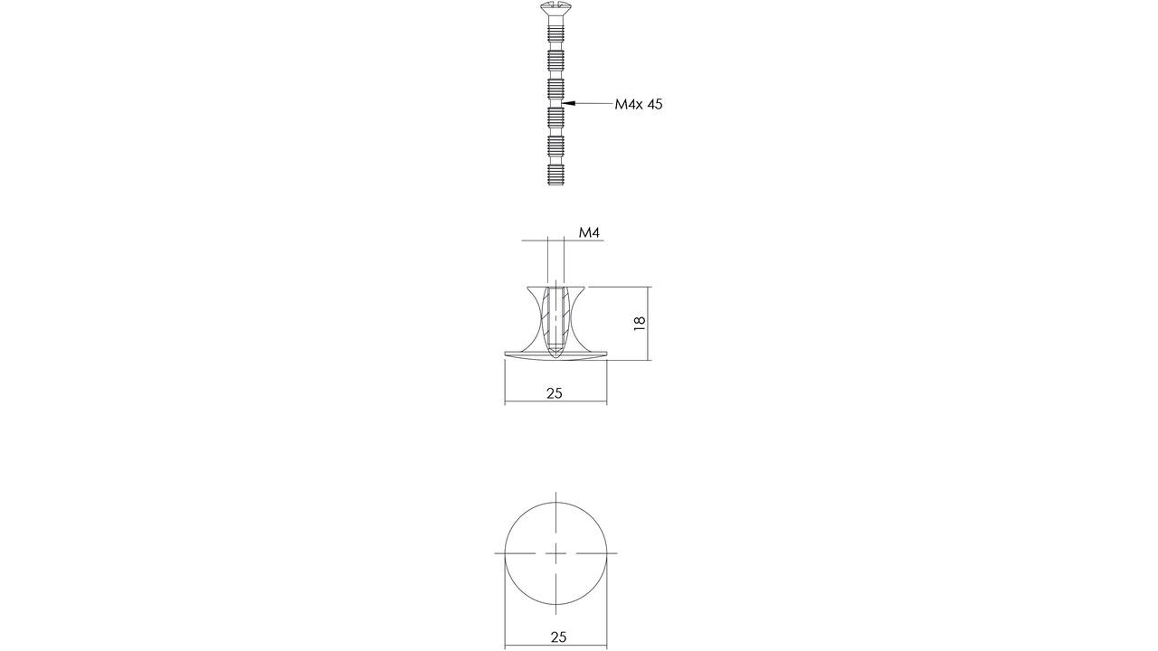 Meubelknop glad rond ø25mm antiek