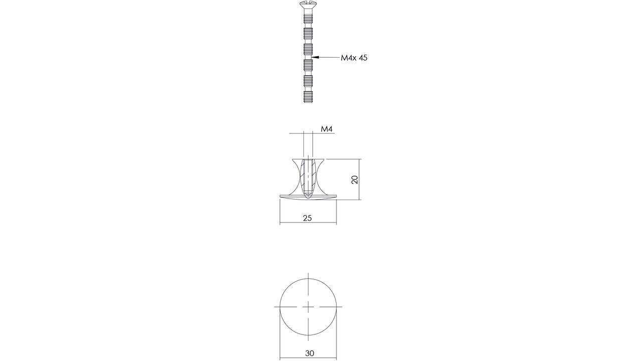 Meubelknop glad rond ø30mm antiek